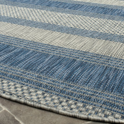 Safavieh Courtyard Collection Jessy Stripe Indoor/Outdoor Round Area Rug