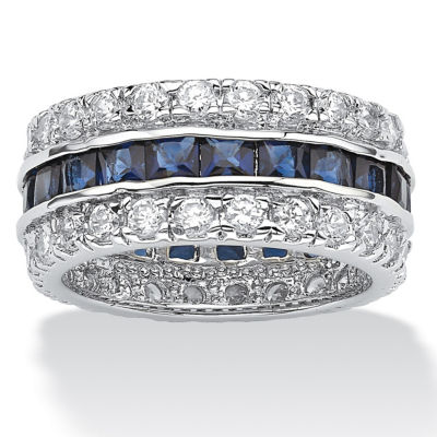 DiamonArt® 6MM Blue Cubic Zirconia Pure Silver Over Brass Band