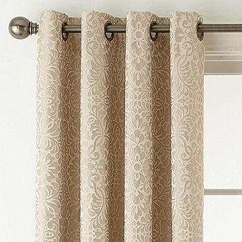 Jcpenney Home Plaza Tapestry Blackout Grommet Top Single Curtain Panel Color Pebble Beach