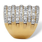 Womens White Cubic Zirconia 14K Gold Over Brass Cocktail Ring