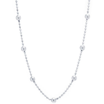 Silver Treasures Station Chain Bead Choker Sterling Silver 12 Inch Bead ...