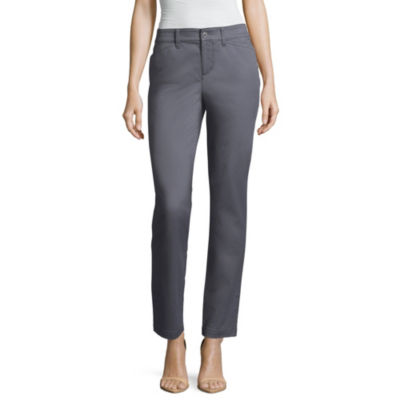 St. John's Bay Secretly Slender Womens Mid Rise Straight Flat Front Pant