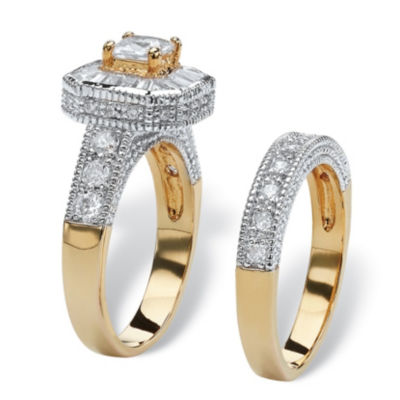 Womens 2 1/3 CT. T.W. White Cubic Zirconia 14K Gold Over Brass Bridal Set