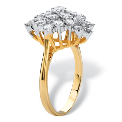 Womens 1 7/8 CT. T.W. Cubic Zirconia 14K Gold Over Brass Cocktail Ring