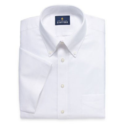 Stafford Mens Short Sleeve Wrinkle Free Oxford Button Down Collar Dress Shirt