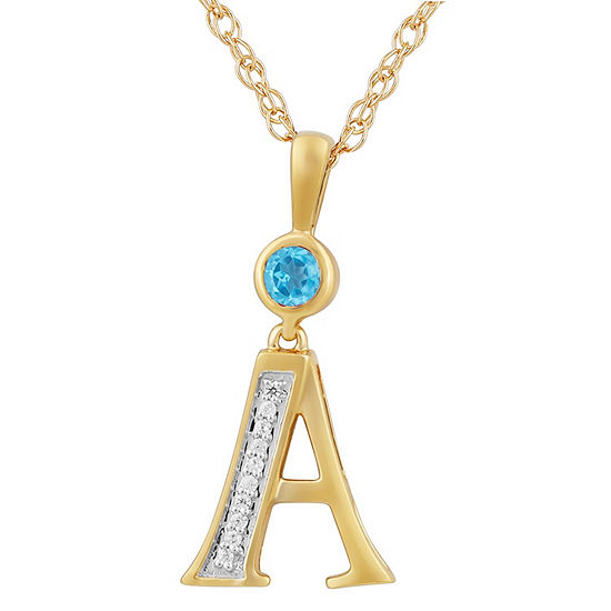A Womens Genuine Blue Topaz 14K Gold Over Silver Pendant Necklace