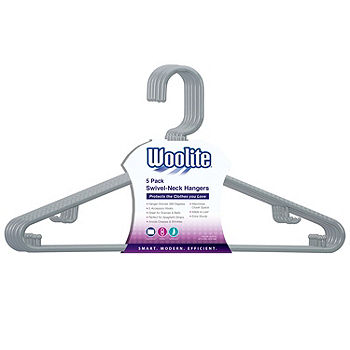 Woolite Swivel Hanger with Accessory Hook, Gray - 5 pack