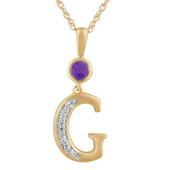 G Womens Genuine Purple Amethyst 14K Gold Over Silver Pendant Necklace