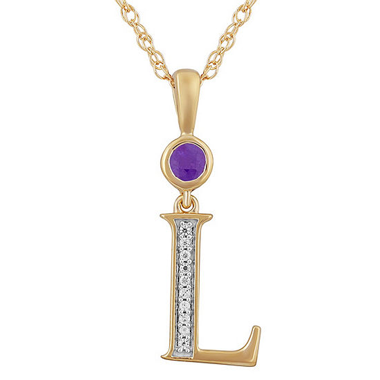L Womens Genuine Purple Amethyst 14K Gold Over Silver Pendant Necklace