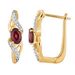 1/10 CT. T.W. Genuine Red Garnet 10K Gold Oval Drop Earrings