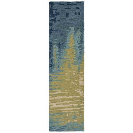 Liora Manne Corsica Reflection Hand Tufted Wool Runner Rug, One Size, Blue