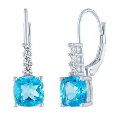 Genuine Blue Topaz Sterling Silver Drop Earrings