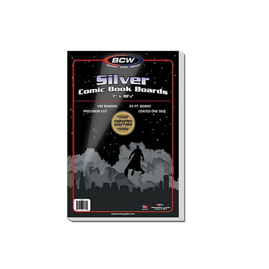 Bcw Comic Book Silver Backing Boards  7 X 10 1/2"  Silver (100 Boards Per Pack)"