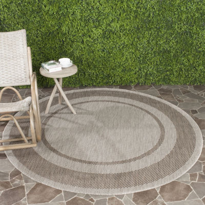 Safavieh Courtyard Collection Lorna Stripe Indoor/Outdoor Round Area Rug