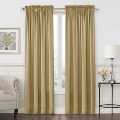 JCPenney Home Hilton LightFiltering Rod Pocket Single Curtain Panel, Color Pure Gold JCPenney