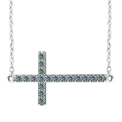 DiamonArt® Womens / CT. T.W. White Cubic Zirconia Sterling Silver Cross Pendant Necklace