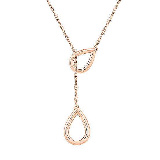 Womens 10K Rose Gold Pear Y Necklace