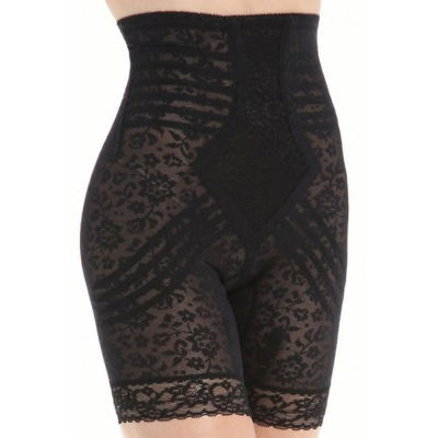 Rago Plus High-Waist Lacette Invisinet Panel Stretch-Lace Thigh Slimmers -  6207p
