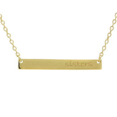 Silver Treasures Sister Womens 24K Gold Over Silver Bar 16 Inch Pendant Necklace
