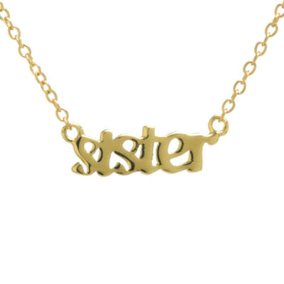 Silver Treasures Sister Womens 24K Gold Over Silver 16 Inch Pendant Necklace