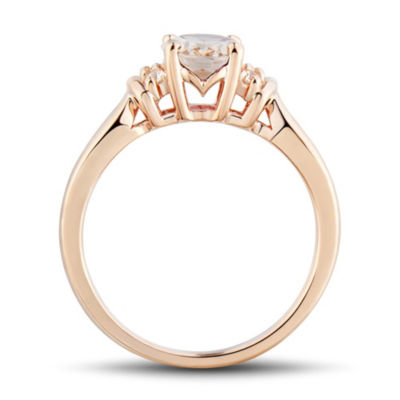 Womens Pink Morganite 10K Rose Gold Cocktail Ring