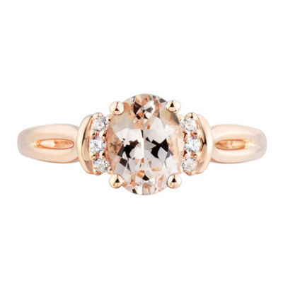 Womens Pink Morganite 10K Rose Gold Cocktail Ring