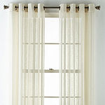 JCPenney Home Lark Hemstitch Sheer Grommet Top Single Curtain Panel