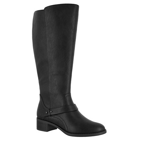 Easy Street Womens Jewel Plus Block Heel Zip Riding Boots, 7 Medium, Black