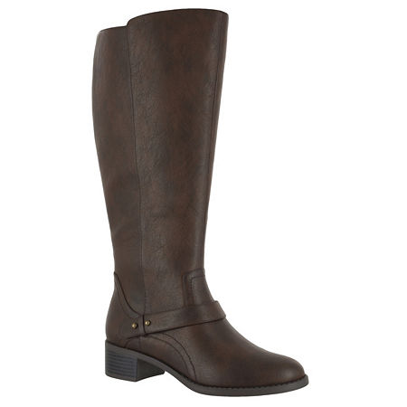 Easy Street Womens Jewel Plus Block Heel Zip Riding Boots, 8 Medium, Brown