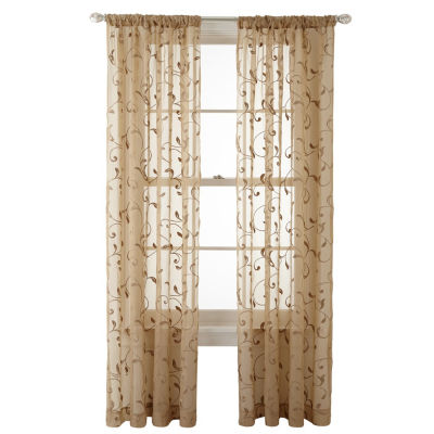 Liz Claiborne Sheer Rod Pocket Single Curtain Panel