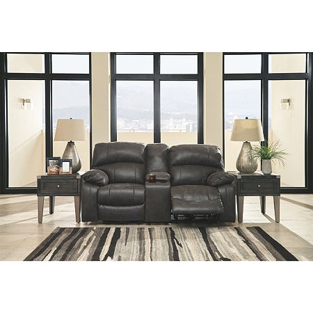 Signature Design By Ashley Dunwell Power Reclining Loveseat With Console, One Size, Stainless Steel