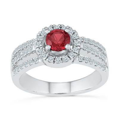 Womens / CT. T.W. Lab Created Red Ruby Sterling Silver Cocktail Ring