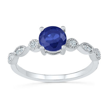 Womens Lab Created Blue Sapphire Sterling Silver Promise Ring, 8