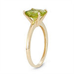 Womens Genuine Green Peridot 10K Gold Solitaire Cocktail Ring
