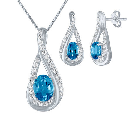 Genuine Blue Topaz Sterling Silver 2-pc. Jewelry Set, One Size, Nocolor