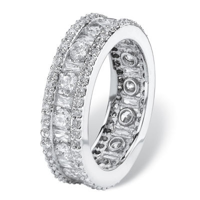 DiamonArt® 6MM 3 1/4 CT. T.W. White Cubic Zirconia Platinum Over Silver Rectangular Band