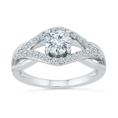 Womens Lab Created White Sapphire Sterling Silver Cocktail Ring