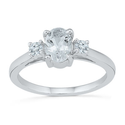 Womens Lab Created White Sapphire Sterling Silver Cocktail Ring