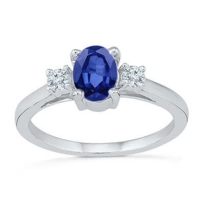 Womens Lab Created Blue Sapphire Sterling Silver Cocktail Ring