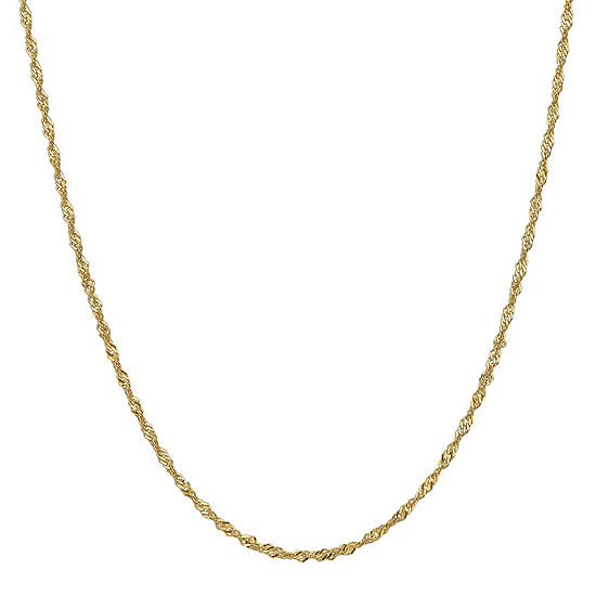 14K Gold 16 Inch Solid Singapore Chain Necklace