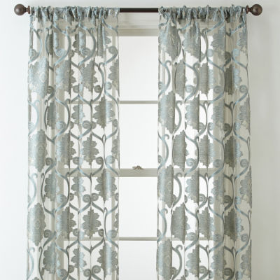 JCPenney Home Belgravia Sheer Rod Pocket Single Curtain Panel