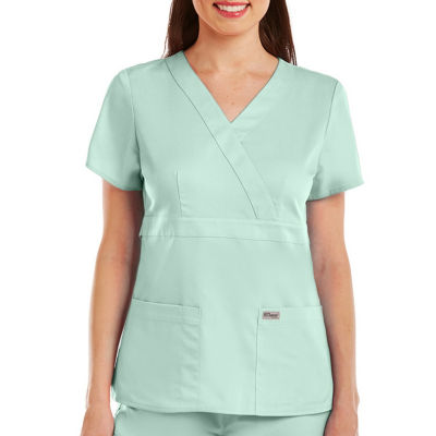 Grey's Anatomy™ by Barco Classic 4153 Riley 3-Pocket Mock Wrap Womens Plus Tall V Neck Short Sleeve Scrub Top