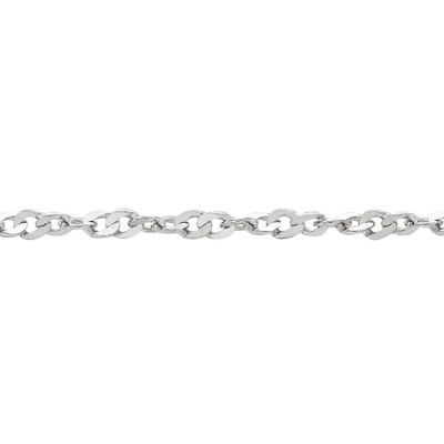 14K White Gold 1.2mm 16-24" Twisted Singapore Chain Necklace 