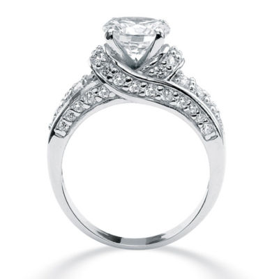 DiamonArt® Womens 3 1/2 CT. T.W White Cubic Zirconia Platinum Over Silver Round Engagement Ring