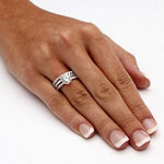 DiamonArt® Womens 3 3/4 CT. T.W. White Cubic Zirconia Platinum Over Silver Round Bridal Set