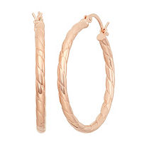 10K Rose Gold Over Silver 30.1mm Hoop Earrings, One Size