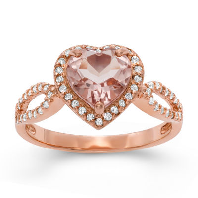 Womens Pink 14K Rose Gold Over Silver Heart Halo Cocktail Ring - JCPenney