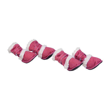 The Pet Life Faux Shearling Duggz Pet Shoes, One Size, Pink