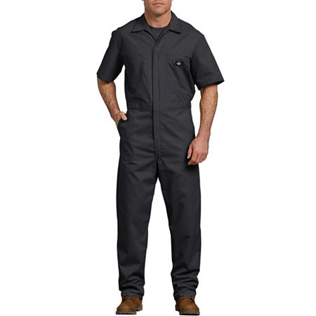 Dickies Mens Stain Resistant Short Sleeve Workwear Coverall, Large Short, Black