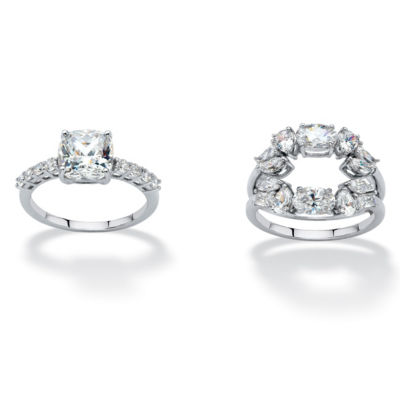 DiamonArt® Womens 4 3/4 CT. T.W. White Cubic Zirconia Platinum Over Silver Square Bridal Set
